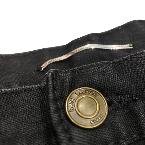 Yves St. Laurent MENS black skinny jeans 33W/ 34 long distressed knee - Picture 5 of 5
